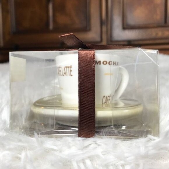Mini Cafe Latte Cappuccino Mocha Macchiato Expresso Americano Cup/Saucer Candle - Picture 5 of 8